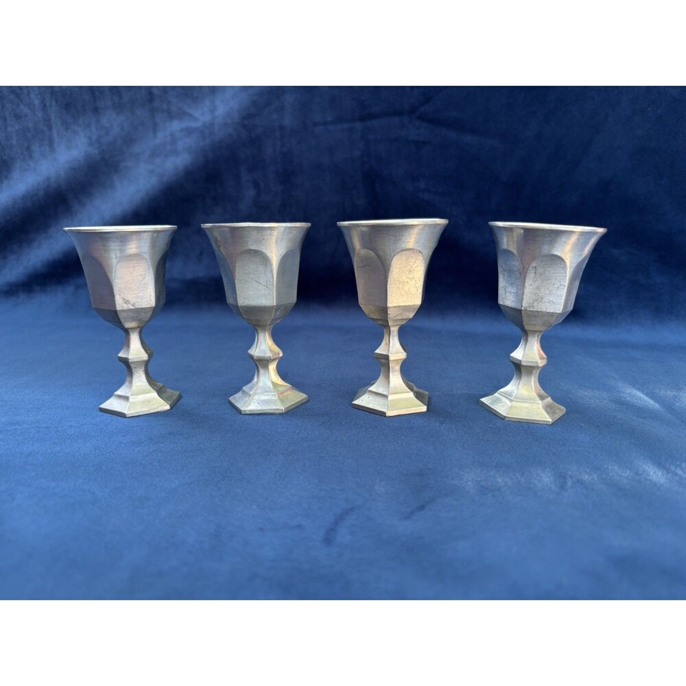 Leonard Hand Cast Pewter Goblets Set of 4 Vintage 4” Cups
